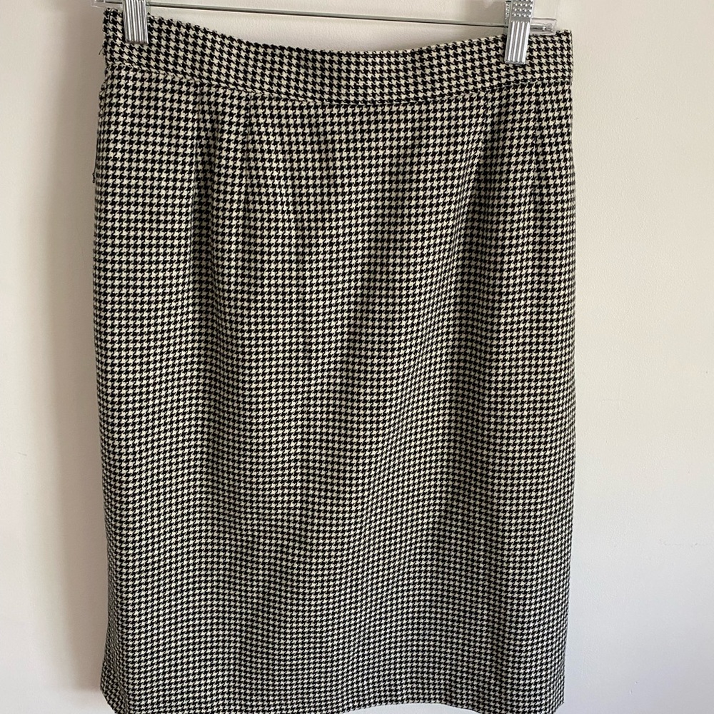 Block Island Petites‎ Houndstooth Pencil Skirt Preppy Professional Office